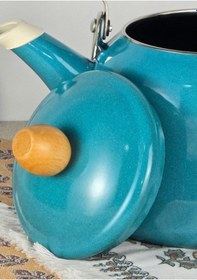 Resim Alev Vintage Ahşap Saplı Emaye Demlik Kettle 2,5lt Turkuaz 