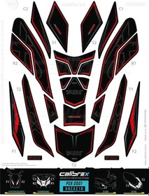 Resim Honda Pcx 125 Tank Pad Full Set 14 Parça Siyah-kırmızı 2021-2024 