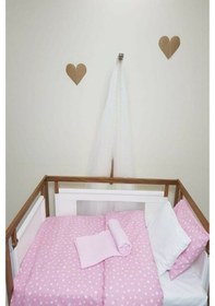 Resim 70X140 Lastikli Renforce Bebek Çarşaf Takımı-Pembe Yıldızlı 