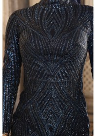 Resim Raika Moda Gala Parıltılı Şık Tesettür Abiye Lacivert 