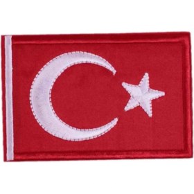 Resim Aplike Ütü Ile Yapışan Türk Bayrağı Dikdörtgen Arma 6x4 cm 