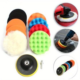 Resim 11 adet Evrensel Araba Parlatma Kiti, 7.62cm M10 Matkap Bağlayıcı ile Parlatma Tekerlek Ped Seti, Cilalama Boya Bakımı Otomatik Stil, Dayanıklı Malzeme 