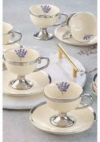 Resim Acar Miranda Silver 12 Parça 6 Kişlik Kahve Fincan Takımı Krem 05177 Krem 