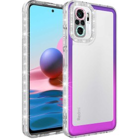 Resim m.tk moveteck Xiaomi Redmi Note 10s Kılıf Kamera Lens Korumalı Parlak Simli Ve Renkli Arkası Şeffaf Kapak 