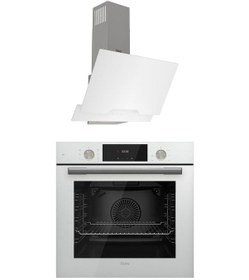 Resim Ferre QMS63CB - D064 2'li Beyaz Cam Ankastre Set 