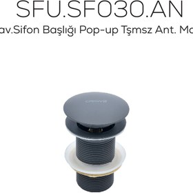 Resim Lavabo Sifon Başlığı Pop-Up Taşmasız Mat Antrasit 
