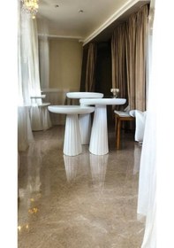 Resim Wood Wooden Ahşap 3 Lü Set Fitilli Mantar Yan Sehpa Modern Beyaz Renk Fiskos Beyaz 