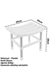 Resim Geseus Çelik Ayna Kare Banyo Taburesi Çok Amaçlı Tabure Beyaz CLK-124 