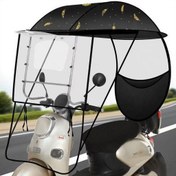 Resim Motosiklet Tente, Evrensel Yağmur Örtüsü Tente, Güneşlik Yağmurdan Koruyucu, Scooterlar, Bataryalı Arabalar, Gölge Yağmur Örtüsü, Su Geçirmez Şemsiye, Açık Hava Sürüş Aksesuarları 