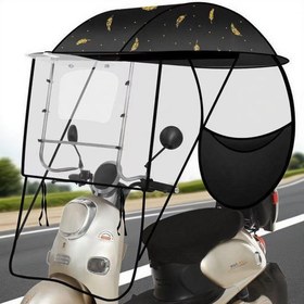 Resim Motosiklet Tente, Evrensel Yağmur Örtüsü Tente, Güneşlik Yağmurdan Koruyucu, Scooterlar, Bataryalı Arabalar, Gölge Yağmur Örtüsü, Su Geçirmez Şemsiye, Açık Hava Sürüş Aksesuarları 