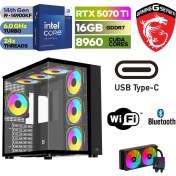 Resim Msı Pc Ddr5 -Rtx 5070Tİ 16GB – Intel I9 14900KF – 32GB -64GB Ddr5 Ram – 1 Tb M.2 SSD - Sıvı Sogutmalı - Windows 11 Pro Masaüstü Bilgisayar 