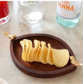 Resim Akayev Ahşap Göz 20 cm Altın Kuş Sunum Tabağı 