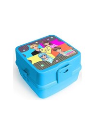 Resim Coral High Kids Gri Mavi Pembe Anime Desenli Bölmeli Çatal Ve Kaşıklı Beslenme Kabı 12907 