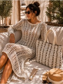 Resim MEC BAG&CO Yılan Desenli Oversize Plaj&Günlük Bez Çanta 