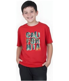 Resim Panios Kids 1976 Cali Baskılı Erkek Çocuk Yuvarlak Yaka Kısa Kollu T-shirt Kırmızı 