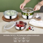 Resim Amboss Prime 6 Parça Paslanmaz Çelik Saklama Kabı Şeffaf Kapaklı 