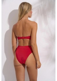 Resim Pierre Cardin Düğüm Detaylı Yüksek Bel Dolgulu Straplez -urrenn Kapatıcı - 2025 Yeni Sezon Bikini Takımı Çok Renkli 