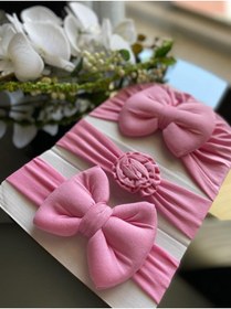 Resim Cherub Kız Bebek Fiyonklu Bone Bandana 3lü Set 