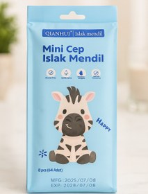 Resim Mini Cep Islak Mendil Hijyenik Taşınabilir Mendil Günlük Kullanım Seyahat İçin Pratik Paket SHN-2092 - Pembe 