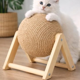 Resim Yıldızan PUREZA Kedi Tırmalama Topu | Ahşap Ayaklı, Dayanıklı Kedi Oyuncağı 1268290 
