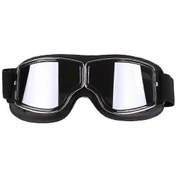 Resim Retro Tarzı Harley Motosiklet Gözlüğü, Açık Hava Rüzgar Geçirmez Arazi Sürüş Gözlüğü Siyah + Gümüş 