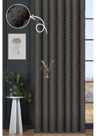 Resim Linda Fon Perde V-6016-s Koyu Gri Simli Koyu Gri 