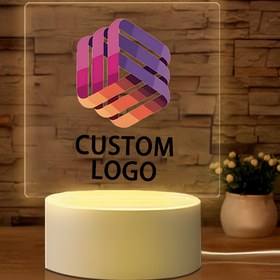 Resim 1 adet Özel Logo Gece Lambası - Ayarlanabilir Aydınlatmalı Kişiselleştirilmiş USB Güçlü Masaüstü İşareti, Ofis, Ev ve Noel Dekoru için Dayanıklı Plastik Tasarım, İç/Dış Mekan Kullanımı, Sıcak Parıltılı Aydınlatma, Ev Ortam Aydınlatması | Ortam Parıltısı Işığı | Dayanıklı Plastik Işık, Yatak Odası için Gece Lambası 