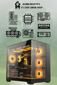 Resim Game Master F7 Lite Argb R7-5700X 32 GB 1 TB SSD RTX5050 Free Dos Masaüstü Oyuncu Bilgisayarı 