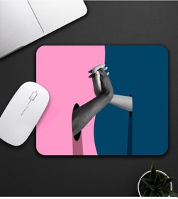 Resim Pemvbe Ve Mavi Renk El Ele Tutuşan Motifli Mouse Pad 23x19cm Fare Altlığı Kaydırmaz Taban De592 