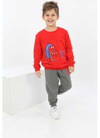 Resim Toontoy Kids Toontoy Erkek Çocuk Çantalı Yazı Baskılı Eşofman Takım Kırmızı 