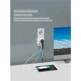 Resim HERŞEYBURDAMODA AC-115 2500W 3.4A 2usb 1type-C 1soket Akım Korumalı Şarj Adaptörü Priz Çoğaltıcı 