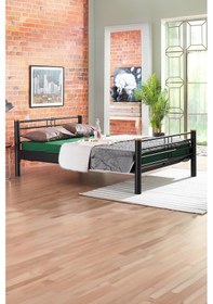 Resim Kappis Çift Kişilik Ferforje Metal -siyah Ahşap Latalı Karyola 