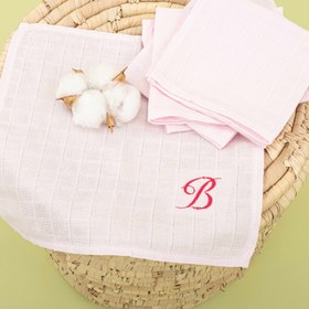 Resim 5'li B Harf Nakışlı Mendil Set - Bebe Pembe Muslin 