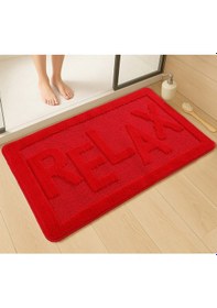 Resim Doğal Kaymaz Taban Banyo Paspas Uzun Ömürlü Yumuşak Dokulu Su Emici Yıkanabilir Relax 60x100 Kırmızı 