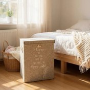 Resim Milenay Çok Amaçlı Mega Saklama Kutusu, Keçe Kapaklı Kirli Çamaşır Sepeti, 55x41x30cm, Krem Renk 