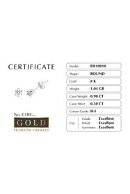 Resim So Chic Beyaz Altın Sertifikalı Premium Created Taşlı Tektaş Küpe 