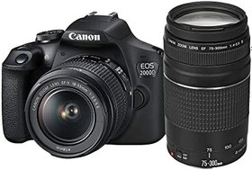 Resim Canon EOS 2000D 18-55mm Is +75-300mm Fotoğraf Makinesi Full HD, Siyah, 2 Yıl (Canon Eurasia Garantili) 
