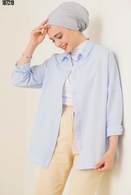 Resim 103901 Oversize Basic Tesettür Gömlek Açık Mavi 