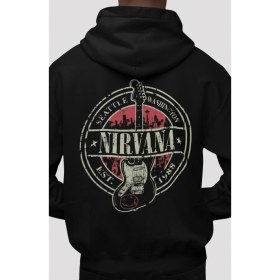 Resim Sevbano Tasarım Nirvana Rock Metal Müzik Grubu Sırt Baskılı Unisex Oversize Penye Hoodie 