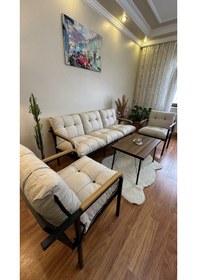 Resim Modern Style Home Modern Kadıköy Balkon, Bahçe, Cafe - Metal Kanepe Koltuk Takımı - 3+1+1+ Sehpa Krem Modernk030 Krem 