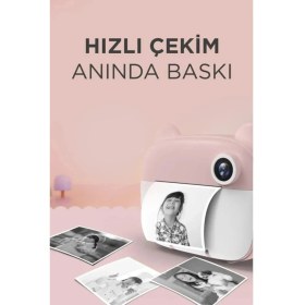 Resim Serreha CMR14 Pembe Dijital Video Fotoğraf Çocuk Kamerası Anlık Termal Resim Kağıt Baskılı Yazıcı 