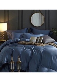 Resim Tek Kişilik Lacivert Renk Pamuk Nevresim Takımı Çok Renkli 