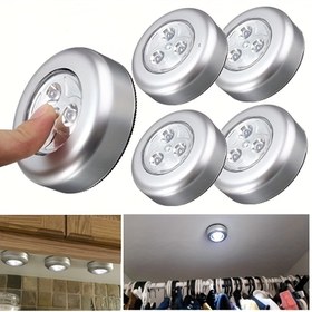 Resim 3 veya 5 LED Dokunmatik Yuvarlak Işıklar Seti, Herbirinde 3 Led ile, Şarj Edilebilir Kablolu Kullanım İçin Tasarlanmış Dolaplar, Koridorlar, Banyolar, Yatak Odaları, Mutfaklar, Merdivenler ve Ev Dekorasyonu İçin, Pil Olmadan, RV İç Aydınlatma 