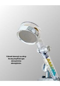 Resim Basınçlı El Duşu Başlığı Döner Pervaneli, Göz Kamaştıran Yağmur Etkisi Çok Renkli 