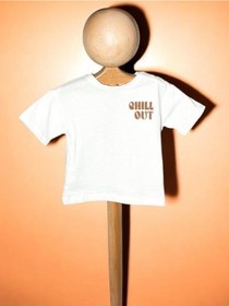 Resim Çikoby Erkek Bebek Chill Out Yazılı Pamuklu T-shirt-15714 Beyaz 