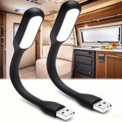 Resim 2 adet Mini Esnek LED Okuma Lambaları, USB Güçlü, Taşınabilir Gece Lambası PC Laptop, Notebook, Power Bank için - Çok Renk Seçenekleri, Pil Gerektirmez, Kamp ve RV Mutfakları için İdeal, Kamp Aydınlatması | Taşınabilir LED Işıkları | Esnek Tasarım 