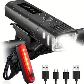 Resim 1 adet/2 adet Ultra Parlak USB Şarj Edilebilir Bisiklet Işığı Ön Işık Arka Işık Seti, 4 Işık Modu Bisiklet Ön Far ve Arka Işık, Gece Bisikleti Yüksek Kaliteli Bisiklet Ön ve Arka Işık, Dağ Yolu Sürüşü için Uygun 