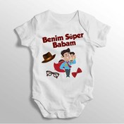 Resim Tuğbababy Benim Süper Babam Baskılı Bebek Zıbını (520688970) Beyaz 