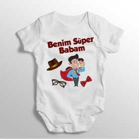 Resim Tuğbababy Benim Süper Babam Baskılı Bebek Zıbını (520688970) Beyaz 