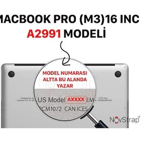 Resim Novstrap Apple Macbook Pro 16 İnç M3/m3 Pro/m3 Max A2991 İle Uyumlu Kılıf Sert Parlak Koruma Kapak Şeffaf 